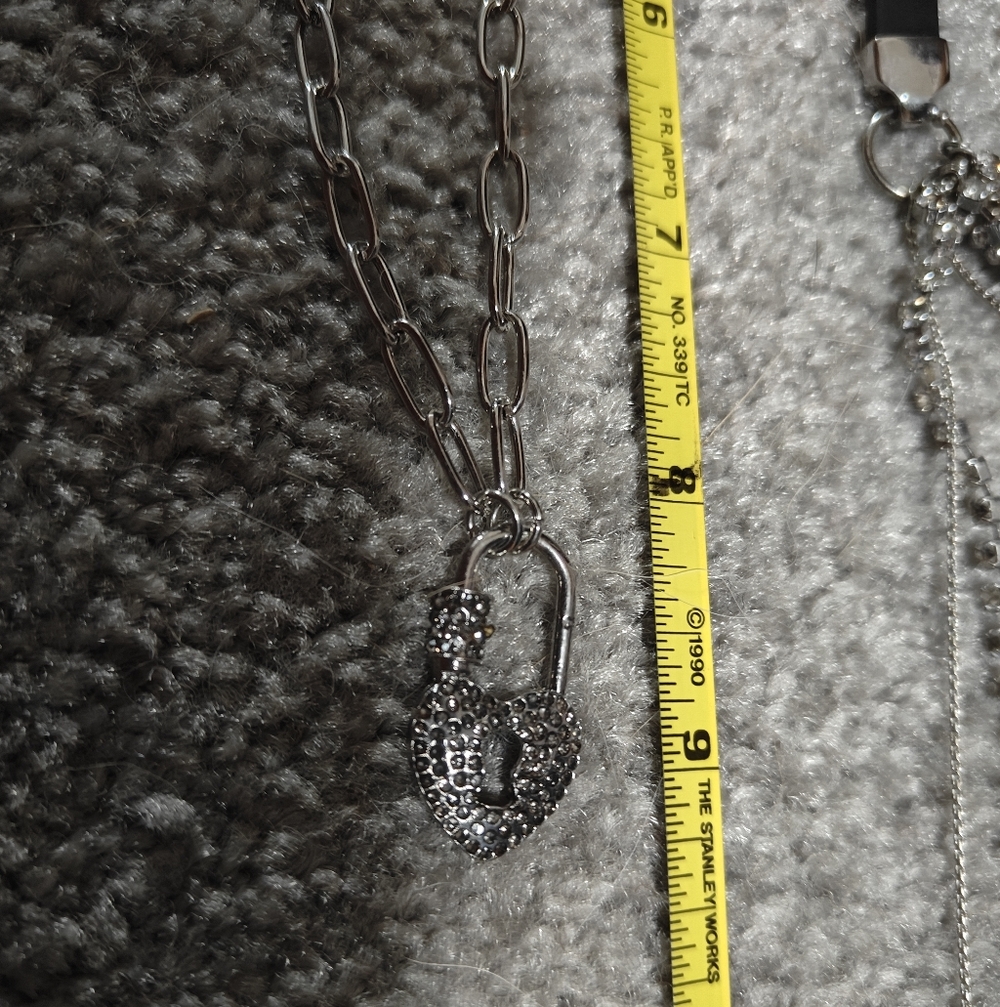 Silver Heart Lock Pendant Necklace